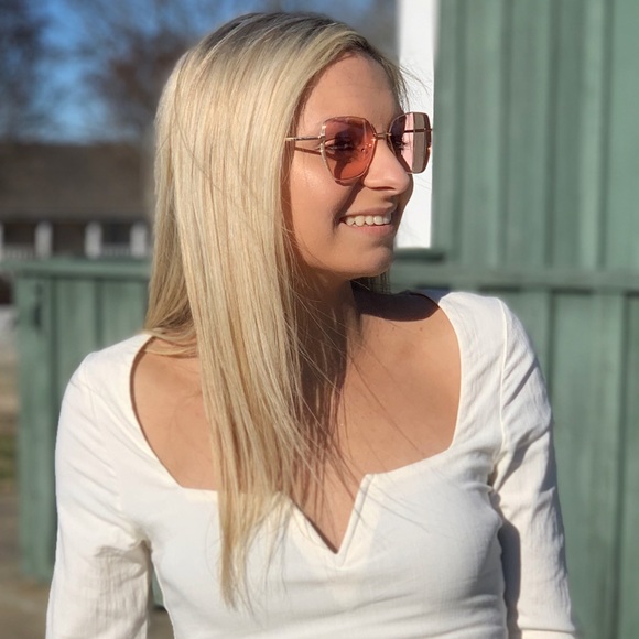 🔥CAT EYE SUNGLASSES🔥CHIC RETRO CAT EYE ROSE GOLD SUNGLASSES NEW - Picture 5 of 8